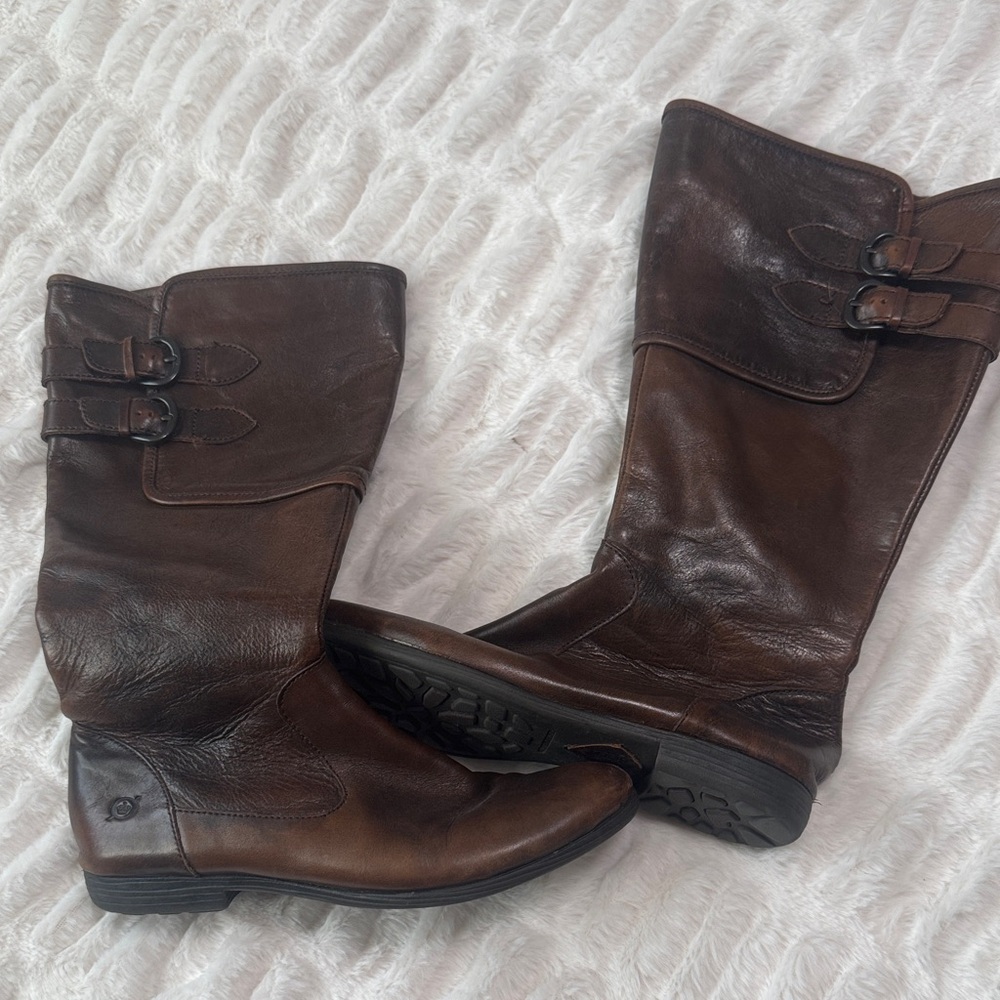 Born Dark Brown Leather Heeled Boots